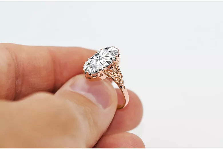 Originales Vintage-Roségold aus 14 Karat Zirkon Ring Vintage Stil vrc058r